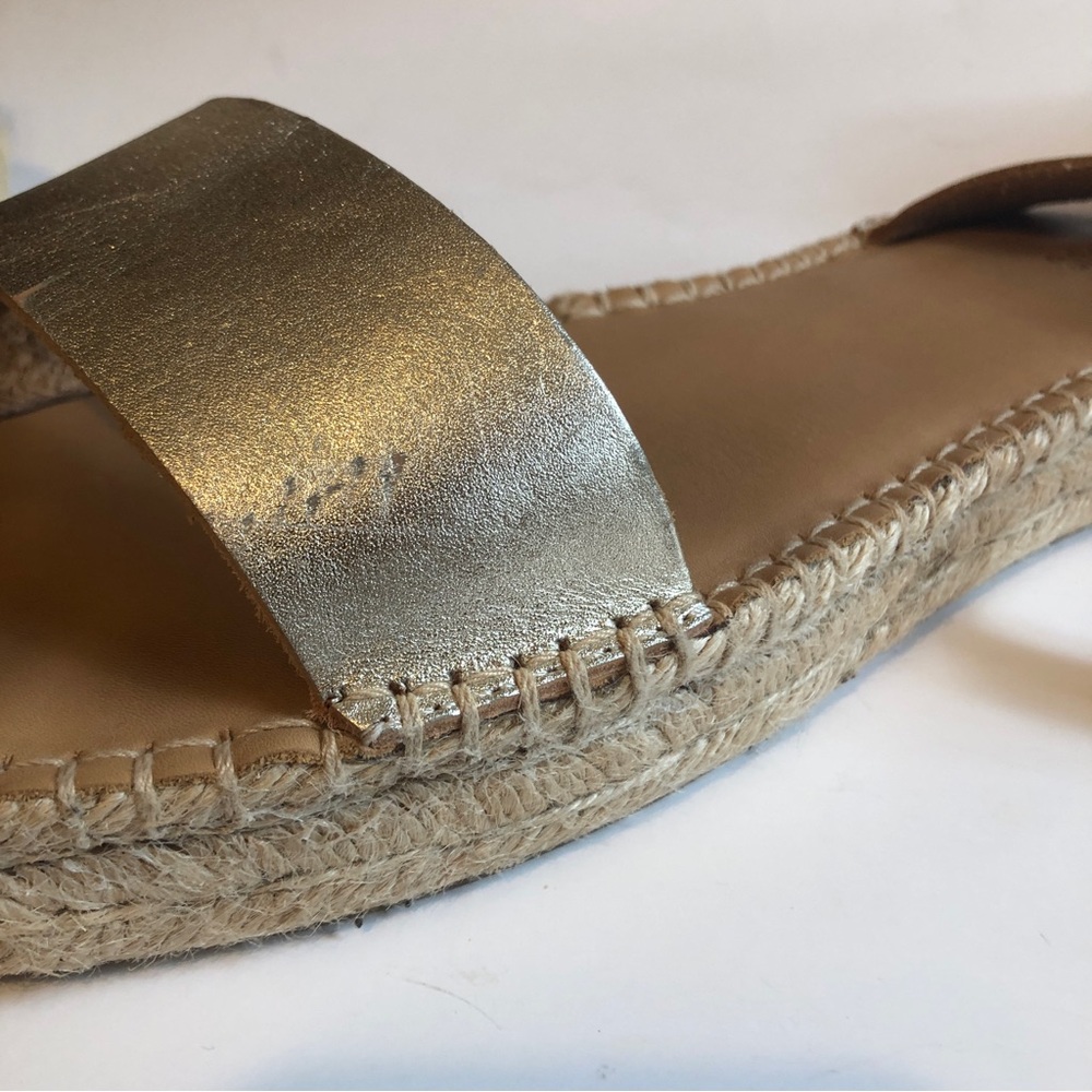Sz 11 Soludos Cadiz Gold Metallic Platinum Strap Sandals - Picture 15 of 16
